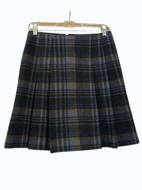 ANN TAYLOR Plaid Pleated Wool Skirt 4R - EUC